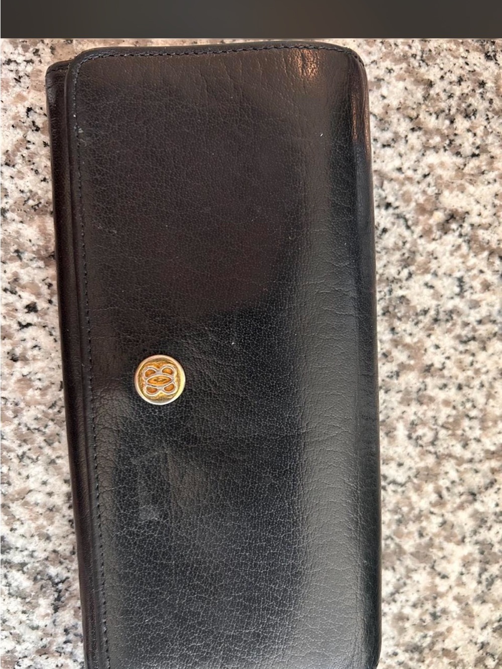 VINTAGE SMOKE FREE Bosca Black Leather Women's Key & Card Holder with Gold Logo